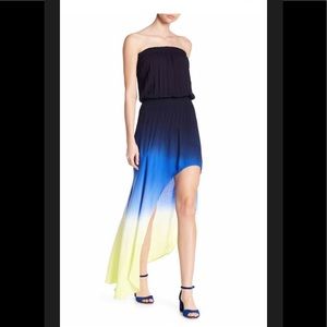 Hi-low, strapless maxi dress